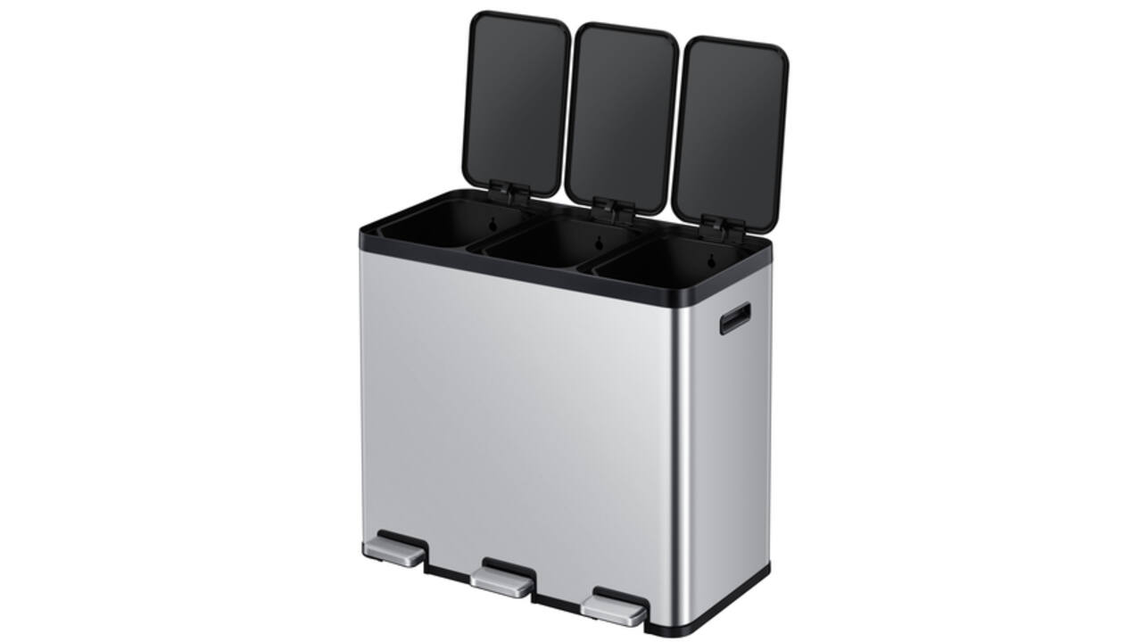 Afvalbak EKO Essential Recycler pedaalemmer 3x20liter RVS