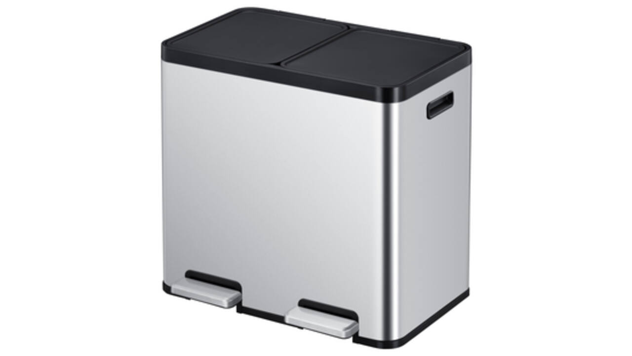 Afvalbak EKO Essential Recycler pedaalemmer 2x22liter RVS