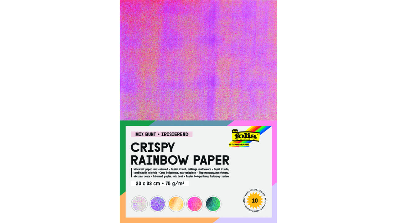 Regenboogpapier Folia 23x33cm iriserend 75gr 10 vel assorti