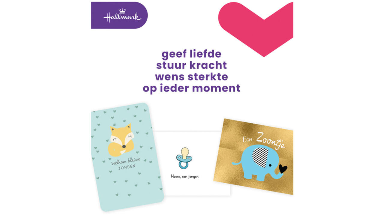 Wenskaart Hallmark navulset geboorte zoon 6 kaarten