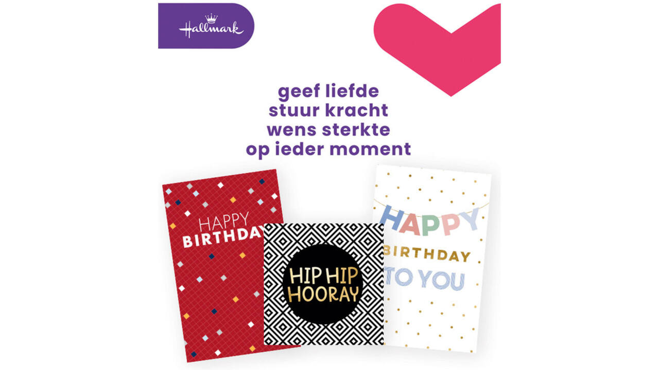 Wenskaart Hallmark navulset verjaardag Engels 6 kaarten