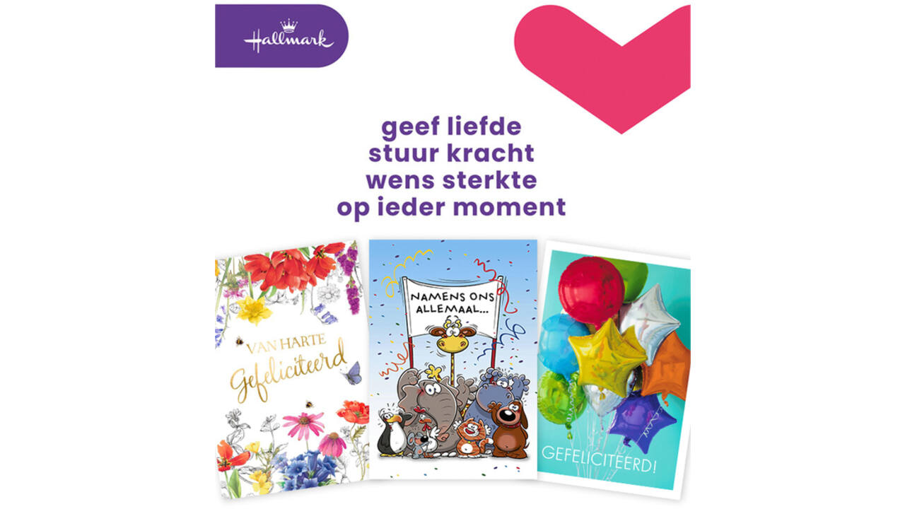 Wenskaart Hallmark navulset A4 felicitatie 8 kaarten