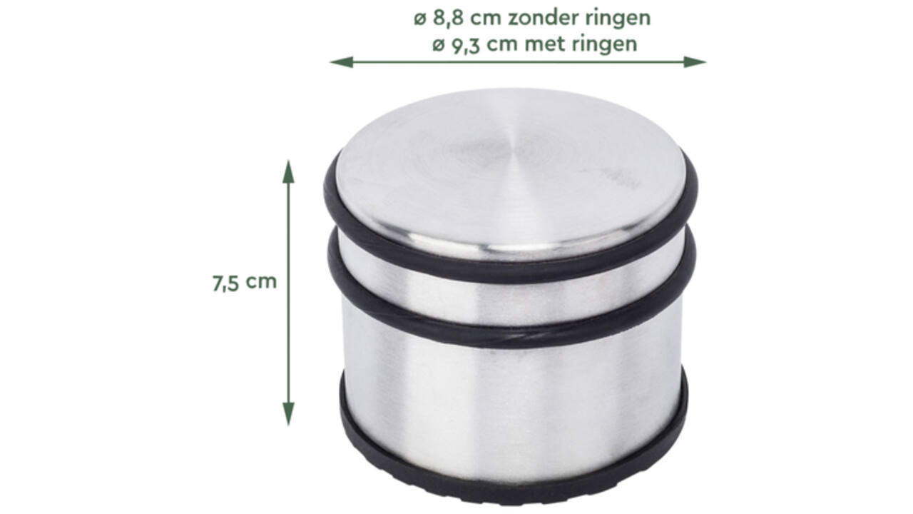 Deurstopper BRASQ met rubberen ringen rvs