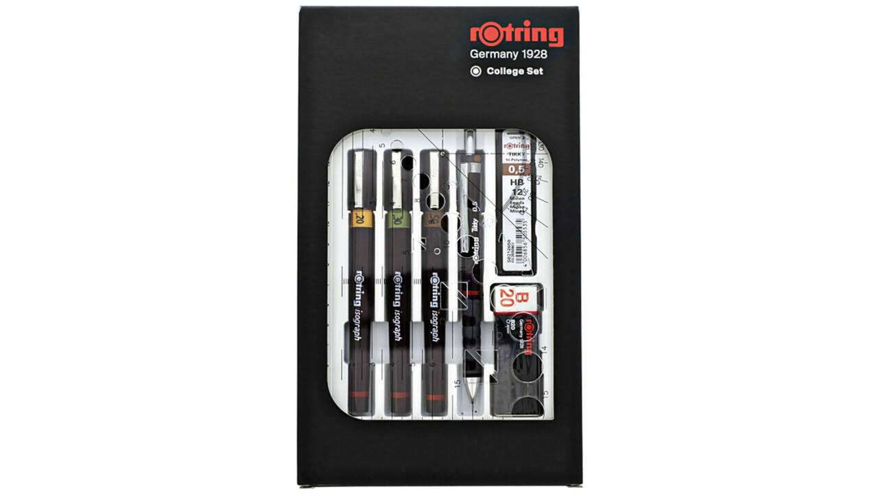 Tekenset rOtring Isograph college 0.2mm, 0.3mm en 0.5mm set à 3 stuks