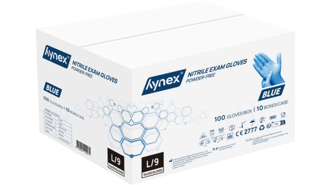Handschoen Hynex L nitril blauw pak à 100 stuks