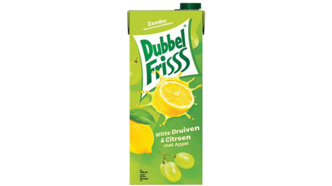 Fruitdrank DubbelFrisss witte druif citroen pak 1500ml