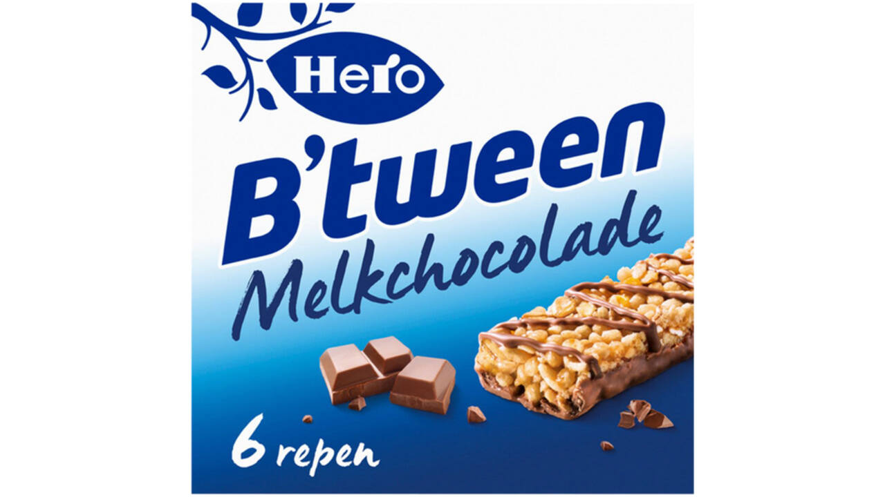 Tussendoortje Hero B'tween melkchocolade 6pack reep 25gr