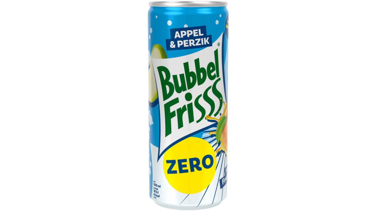 Fruitdrank DubbelFrisss appel perzik zero blik 250ml