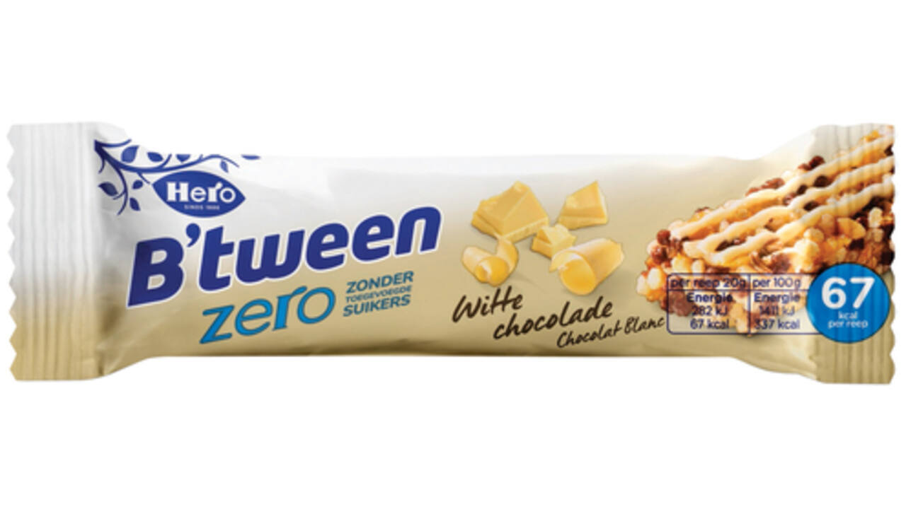 Tussendoortje Hero B'tween witte chocolade zero 6pack reep 20gr