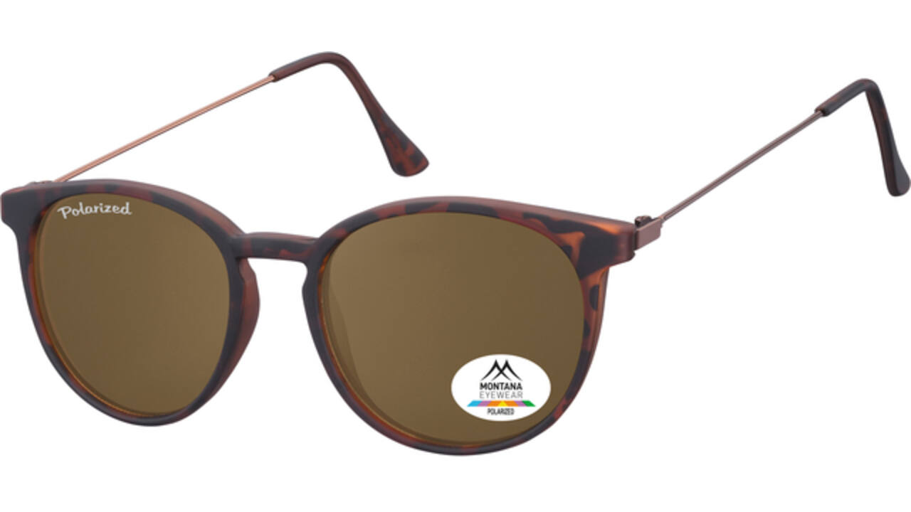 Zonnebril Montana met bruin gepolariseerd glas en metalen pootje zwart