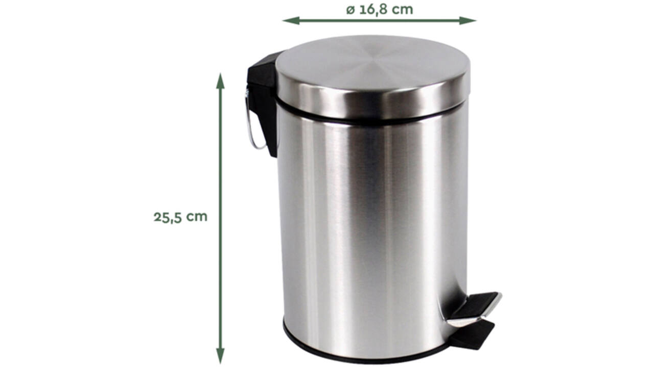 Afvalbak BRASQ pedaalemmer 3 liter rvs