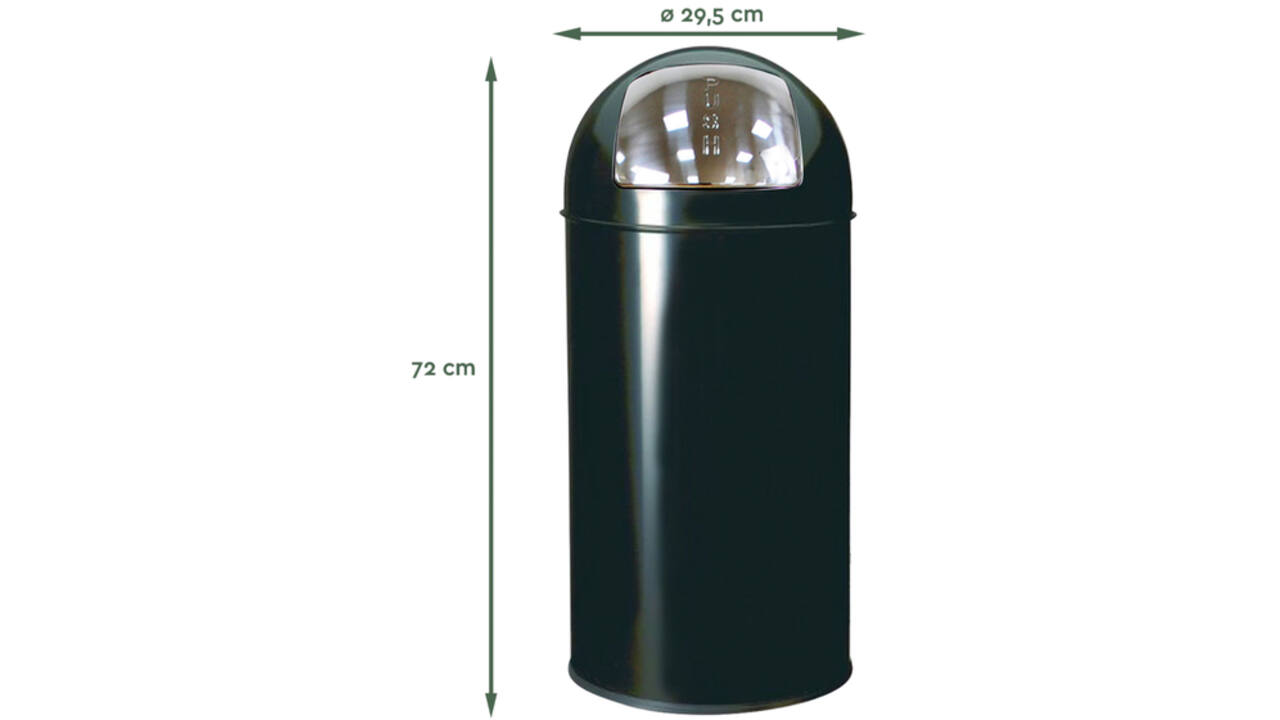 Afvalbak BRASQ Push Bin rond 40 liter zwart