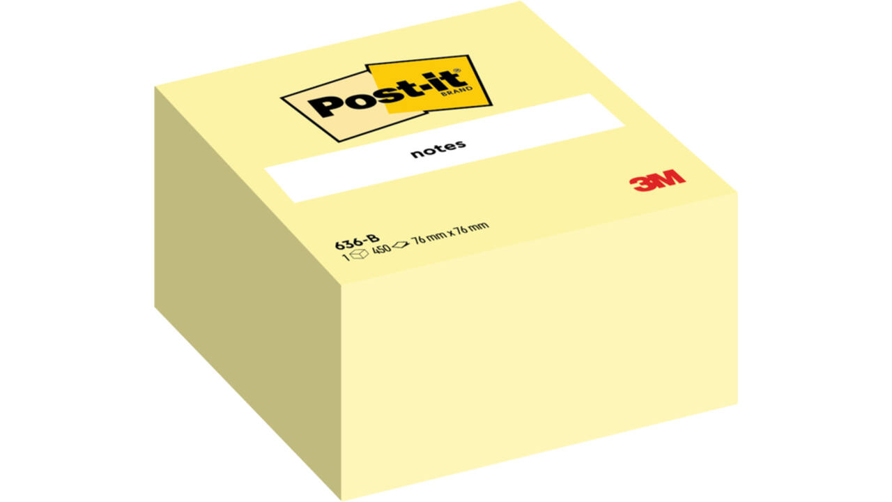Memoblok 3M Post-it 636 76x76mm kubus geel