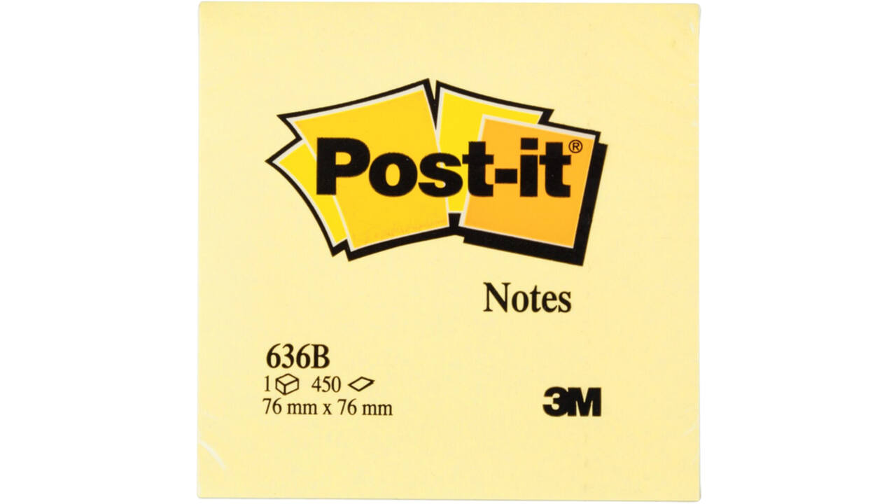 Memoblok 3M Post-it 636 76x76mm kubus geel