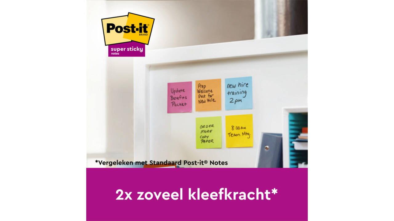 Memoblok 3M Post-it Z-Note R330 Super Sticky 76x76mm assorti kleur 20 + 4 gratis