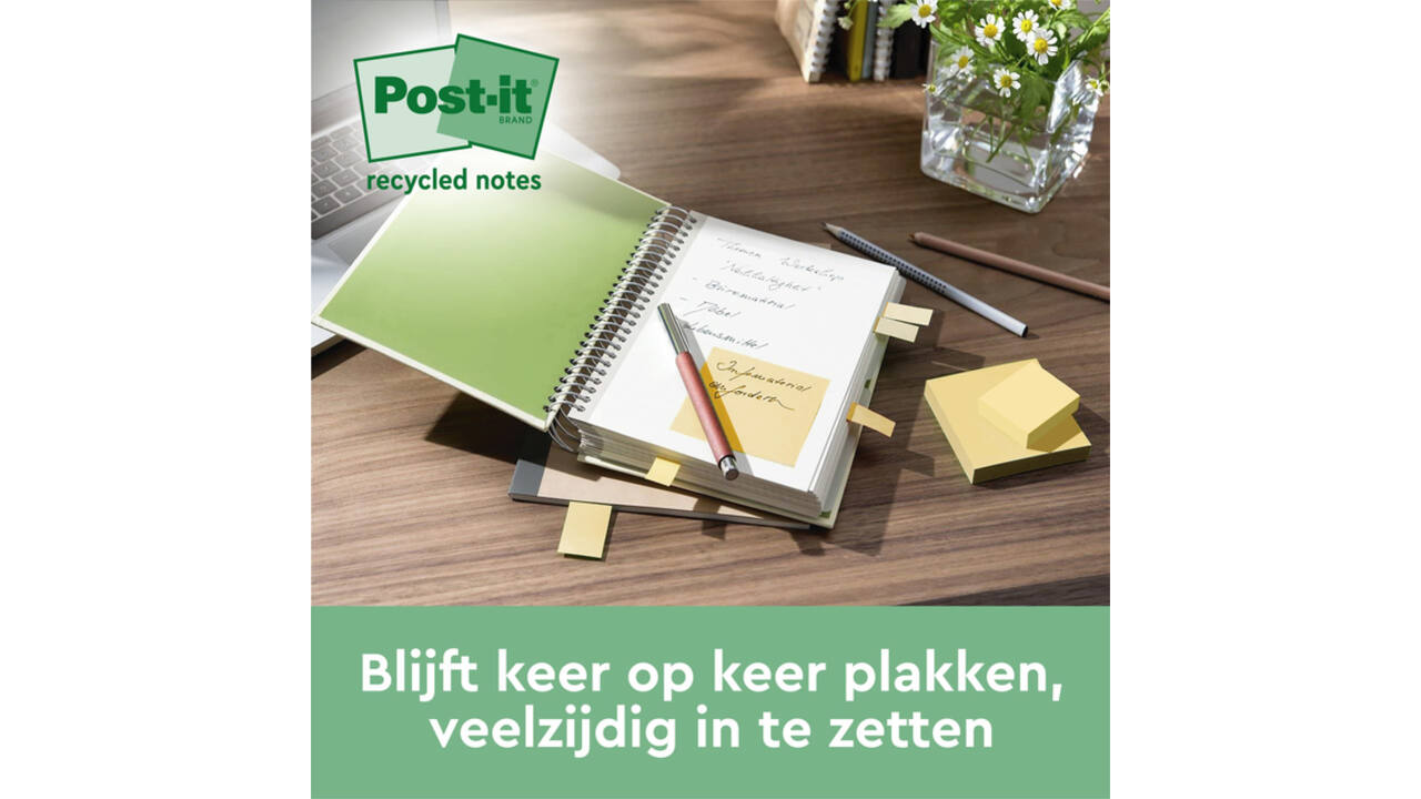 Memoblok 3M Post-it Z-Note R330 76x76mm recycle assorti kleur