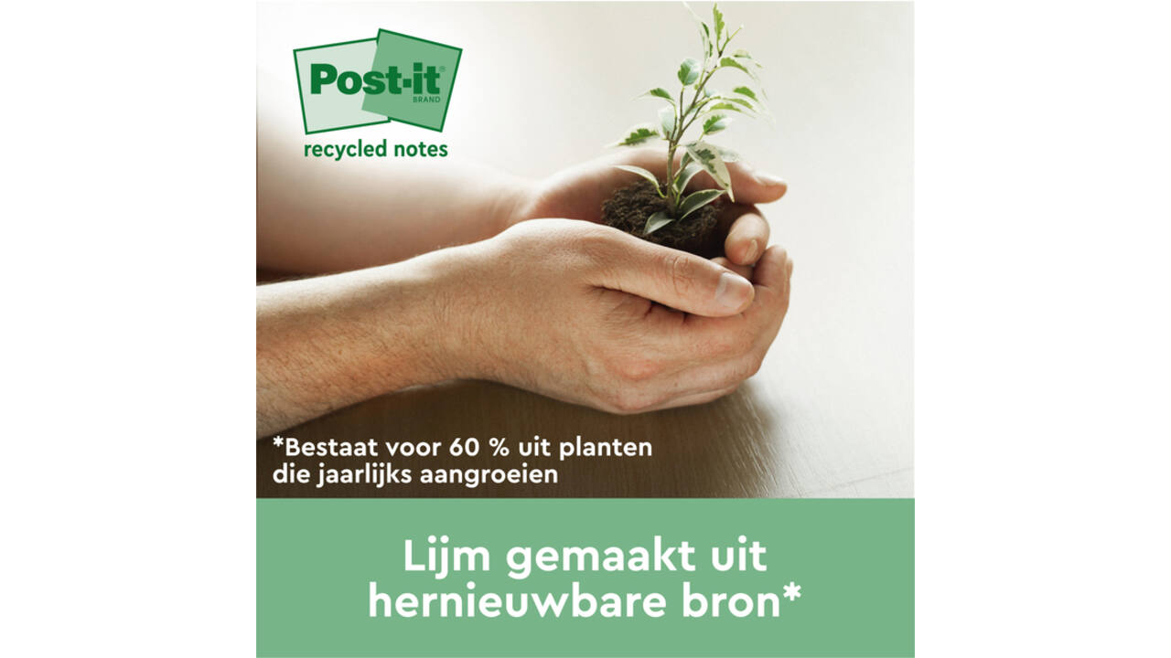 Memoblok 3M Post-it Z-Note R330 76x76mm recycle assorti kleur