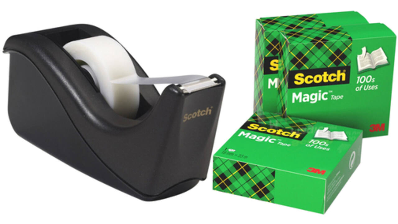 Plakbandhouder Scotch C60 zwart + 4 rollen Magic tape 19mmx33m