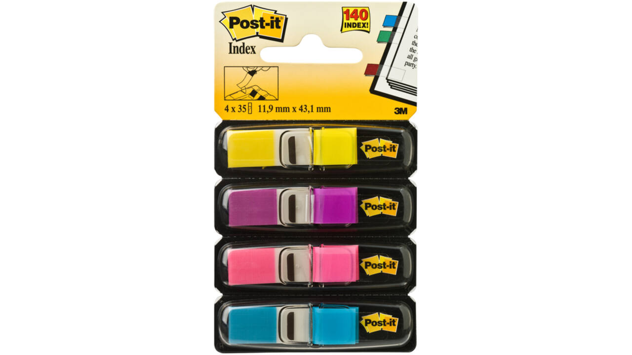 Indextabs 3M Post-it 683 11.9x43.2mm 4 kleuren