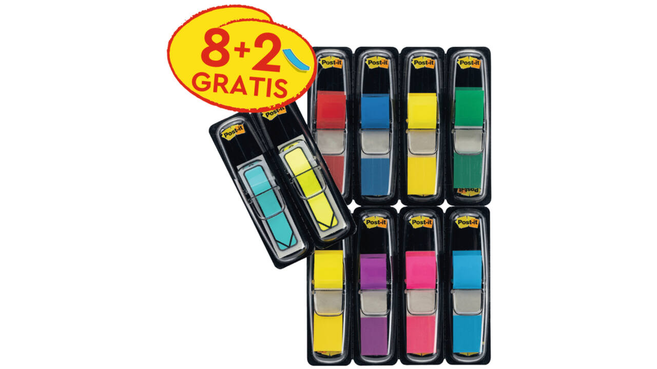 Indextabs 3M Post-it 683 11.9x43.2mm 8 kleuren assorti + 2 sets pijlvorm gratis