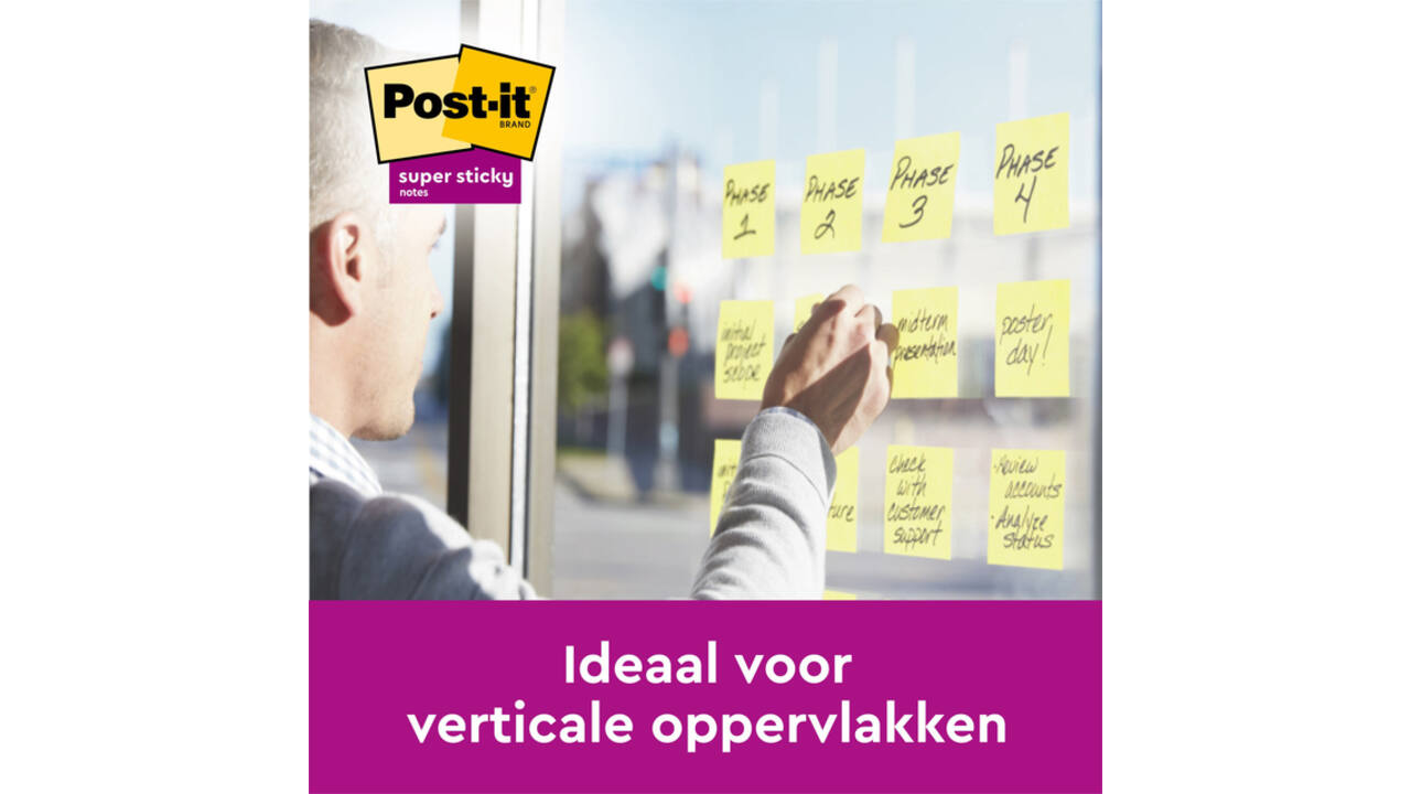 Memoblok 3M Post-it 622 Super Sticky 47.6x47.6mm geel 21 + 3 gratis