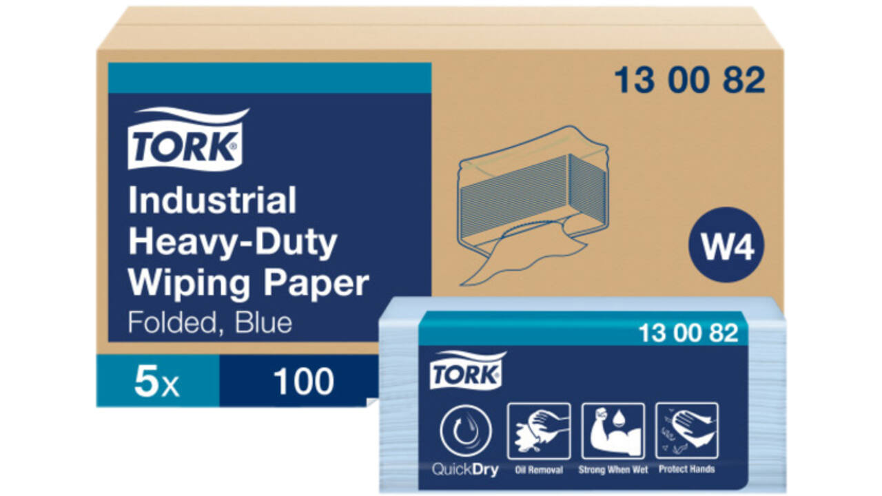 Reinigingsdoek Tork Heavy-Duty W4 gevouwen 100 vel blauw 130082