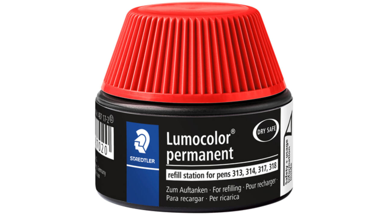 Viltstiftvulling Staedtler Lumocolor permanent 15ml rood
