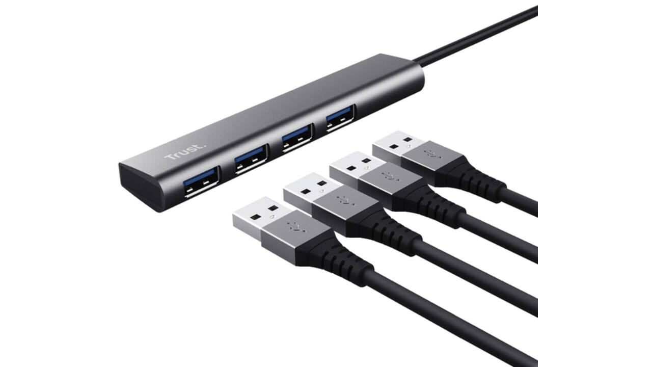 Hub Trust Halyx 4-port USB-C zilver