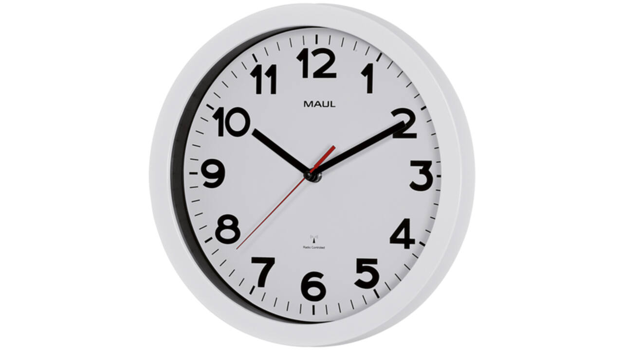 Wandklok MAUL Step RC Ø30x5cm kunststof wit/wit