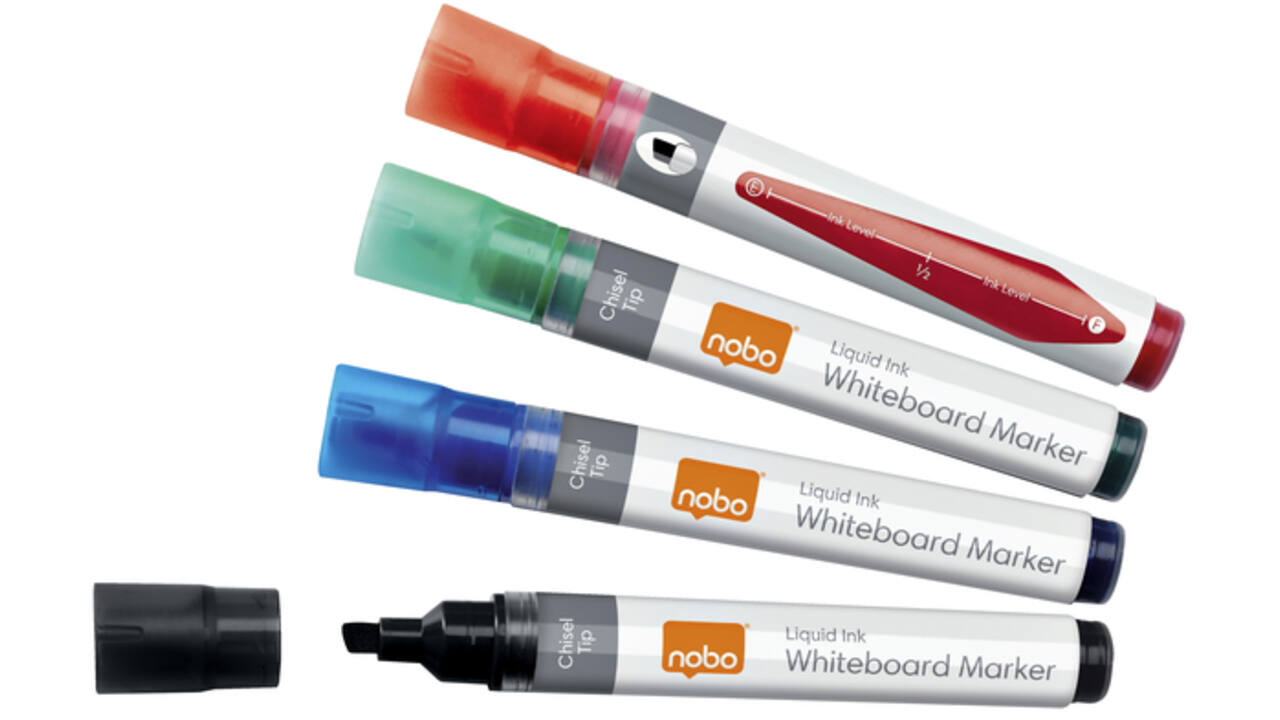 Viltstift Nobo whiteboard Liquid ink schuin assorti 4mm 10stuks