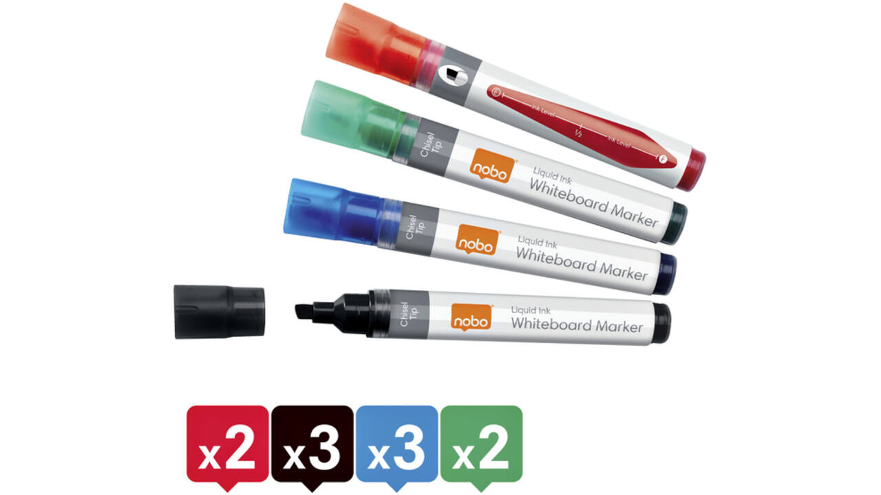 Viltstift Nobo whiteboard Liquid ink schuin assorti 4mm 10stuks