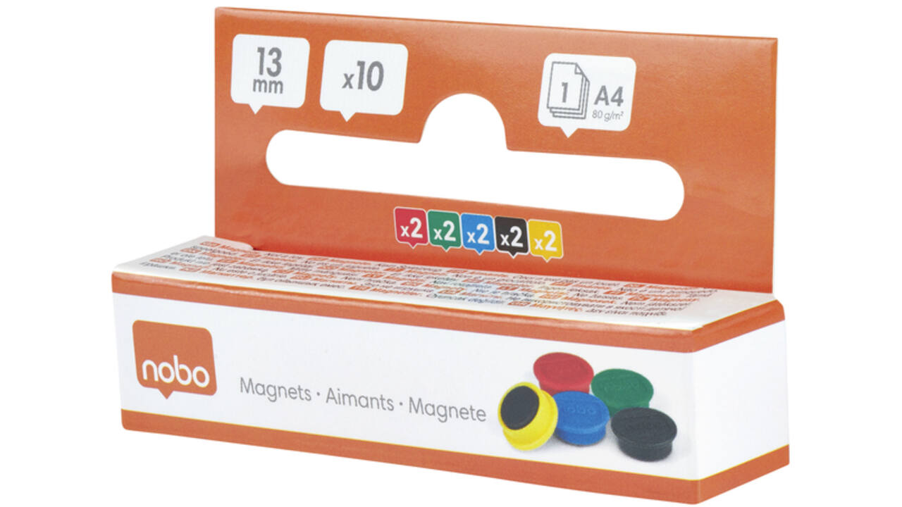 Magneet Nobo 13mm assorti 10stuks