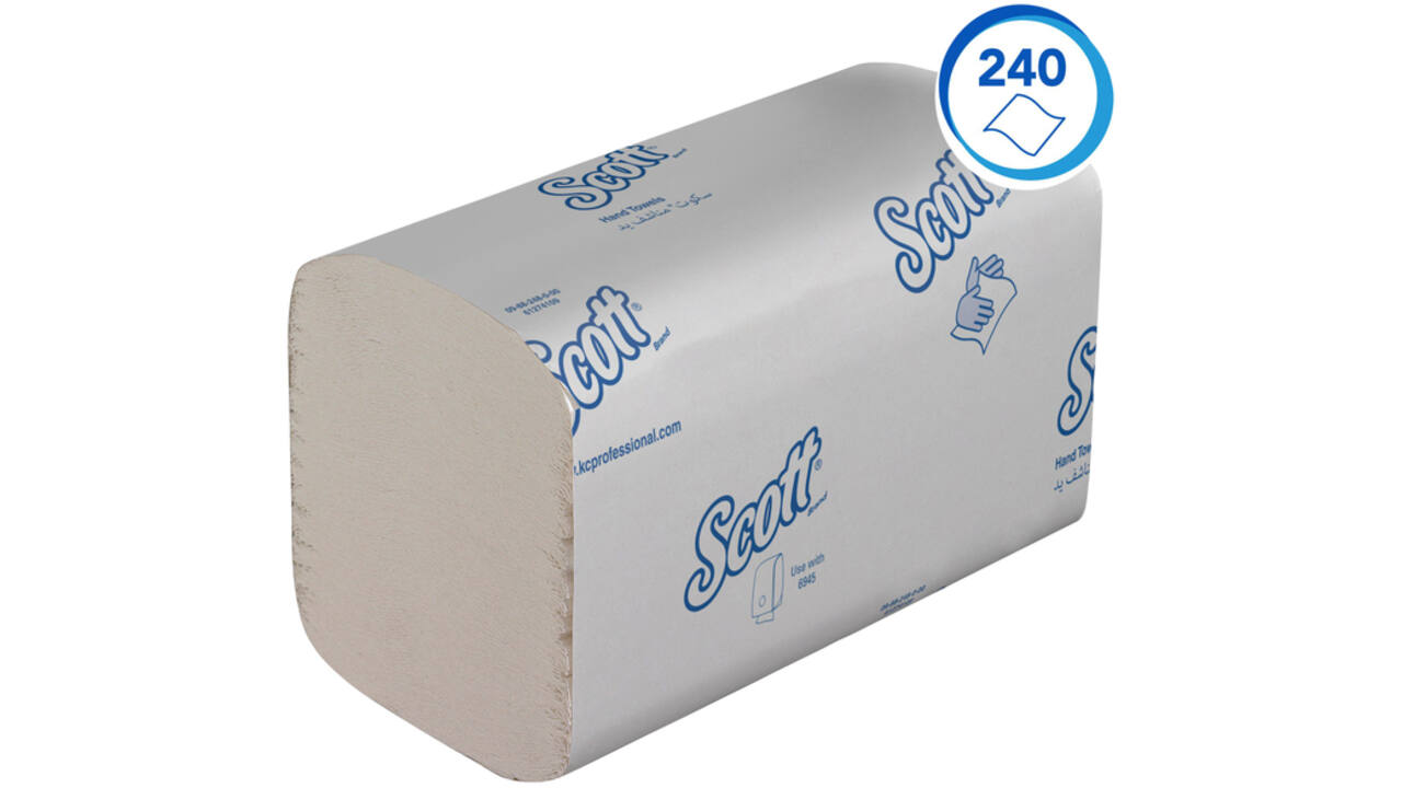 Handdoek Scott Essential i-vouw 1-laags 200x318mm 15x240 vel wit 6669