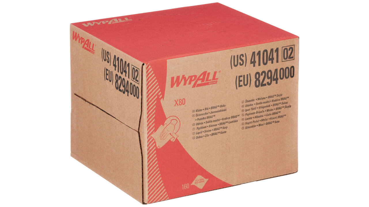 Poetsdoek WypAll X80 PowerClean 28,2x42,70cm 160 vel draagdoos blauw 8294