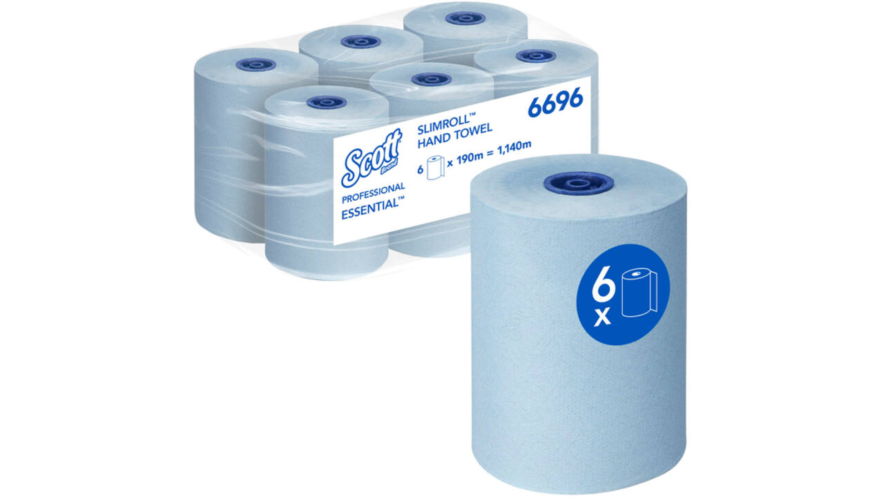 Handdoekrol Scott Essential Slimroll 1-laags 190m blauw 6696