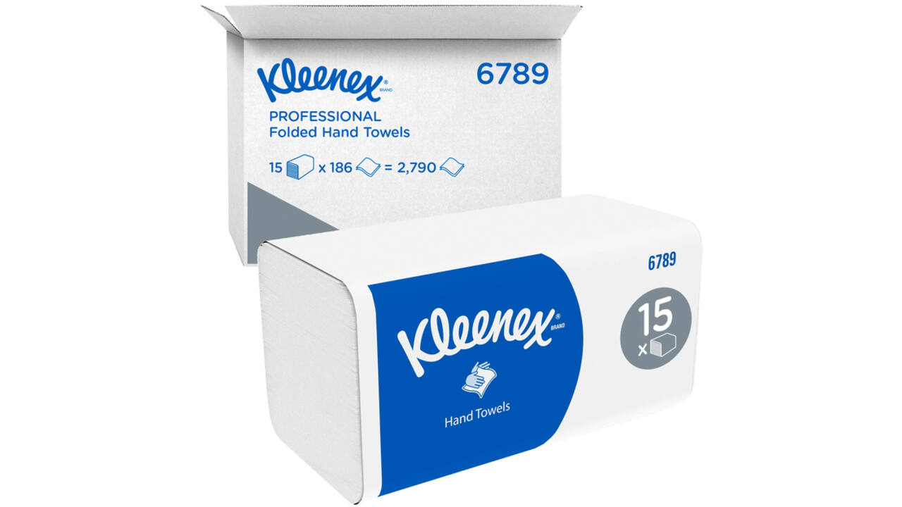 Handdoek Kleenex i-vouw 2-laags 21x21.5cm 15x186stuks wit 6789