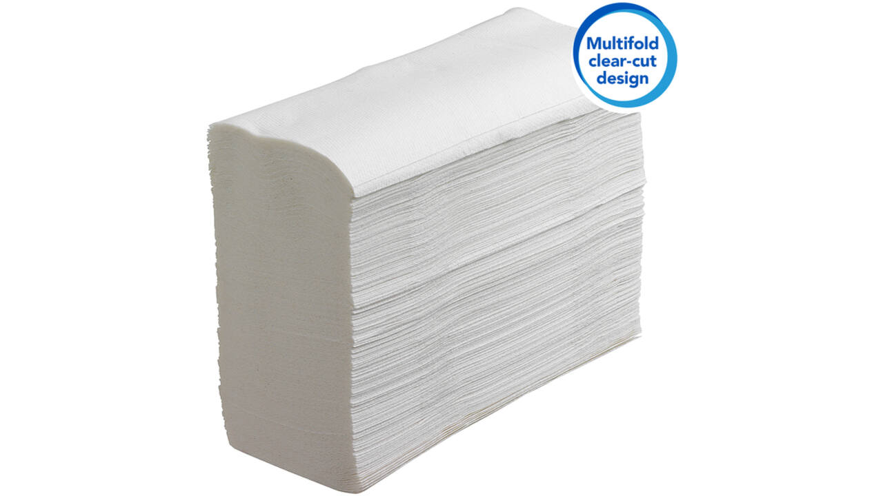 Handdoek Scott m-vouw 1laags 20.3x24cm wit 16x250stuks 3749