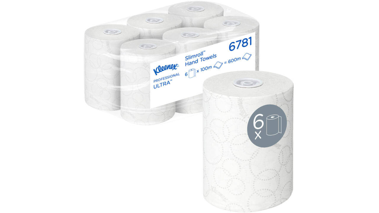 Handdoekrol Kleenex Ultra Slimroll 2-laags 100m wit 6781