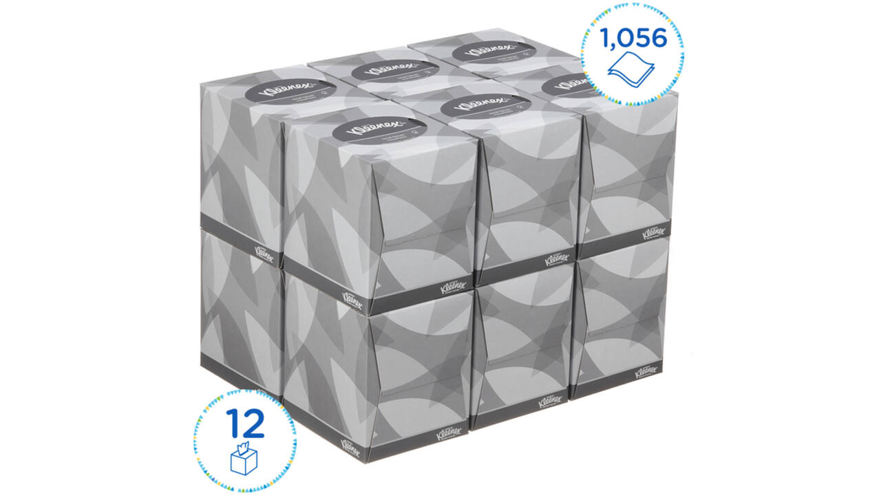 Facial tissues Kleenex 2-laags kubus 12x88stuks wit 8834
