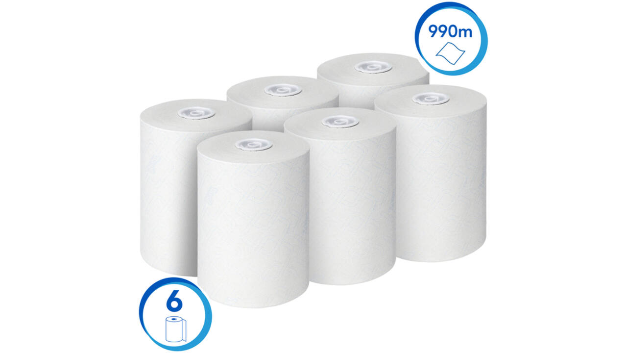 Handdoekrol Scott Slimroll 1-laags 165m wit 6623