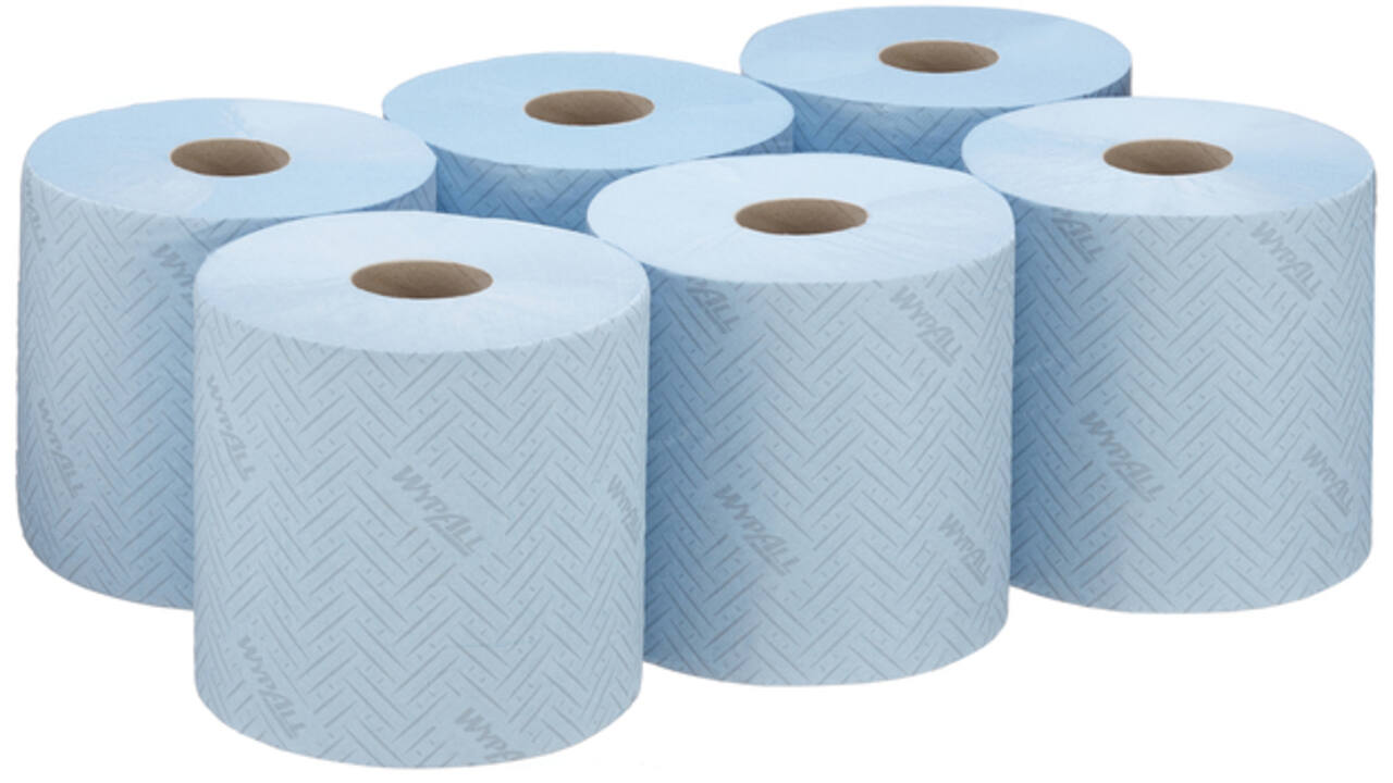 Poetsrol WypAll L10 1-laags 19,5x304m 800vel blauw 7255