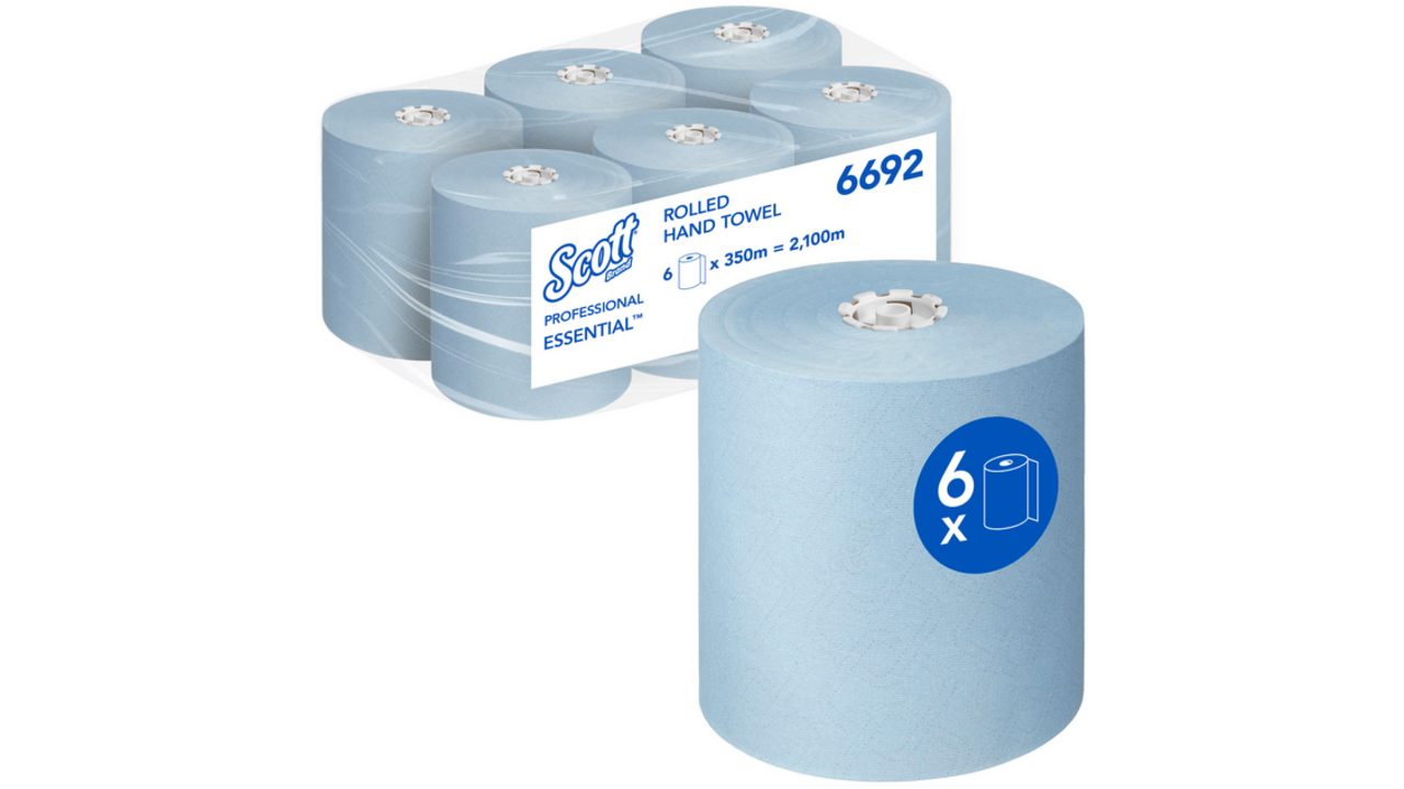Handdoekrol Scott Essential 1-laags 350m blauw 6692