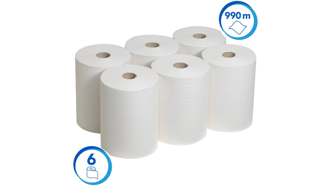 Handdoekrol Scott Slimroll 1-laags 165m wit 6657