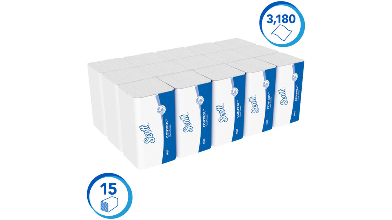 Handdoek Scott Control i-vouw 1-laags 215x315mm 15x212 vel wit 6663