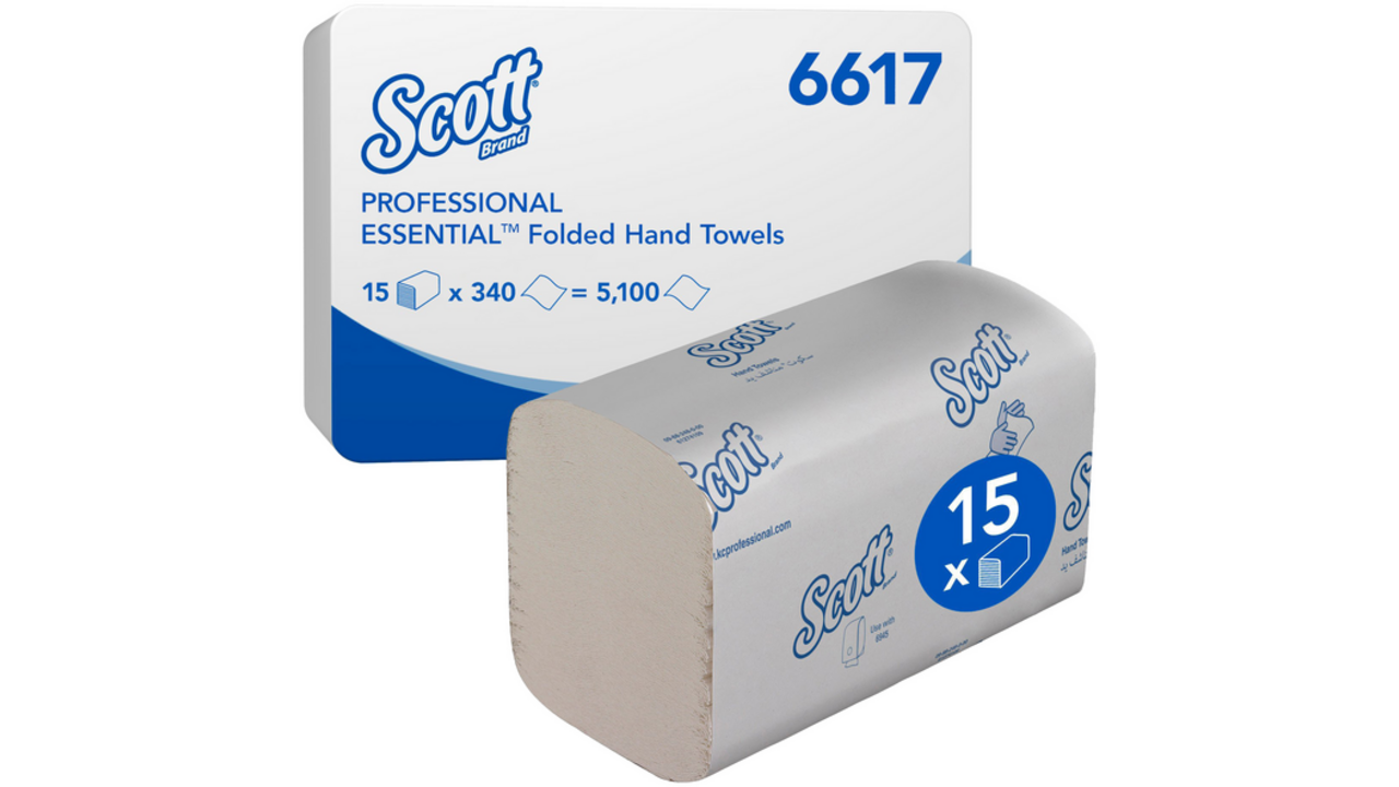 Handdoek Scott Essential i-vouw 1-laags 20x21cm wit 15x340stuks 6617