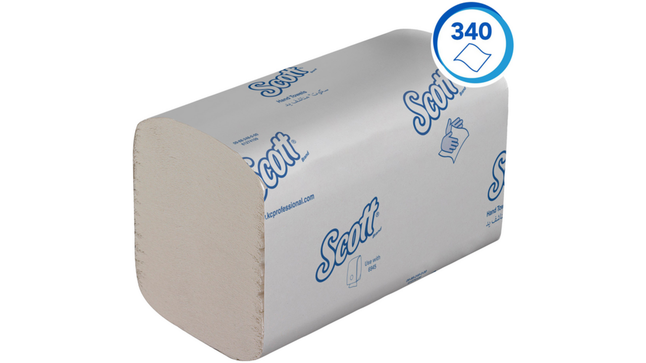 Handdoek Scott Essential i-vouw 1-laags 20x21cm wit 15x340stuks 6617
