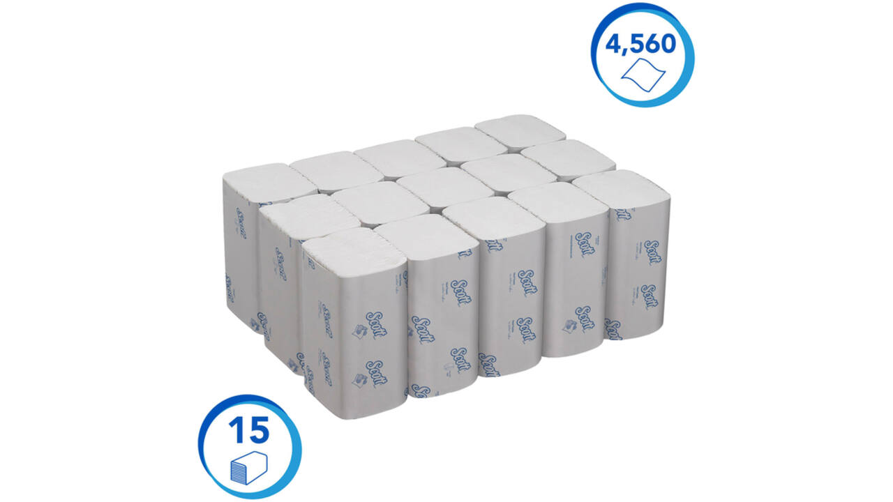 Handdoek Scott i-vouw 1-laags 21x20cm wit 15x304stuks 6689