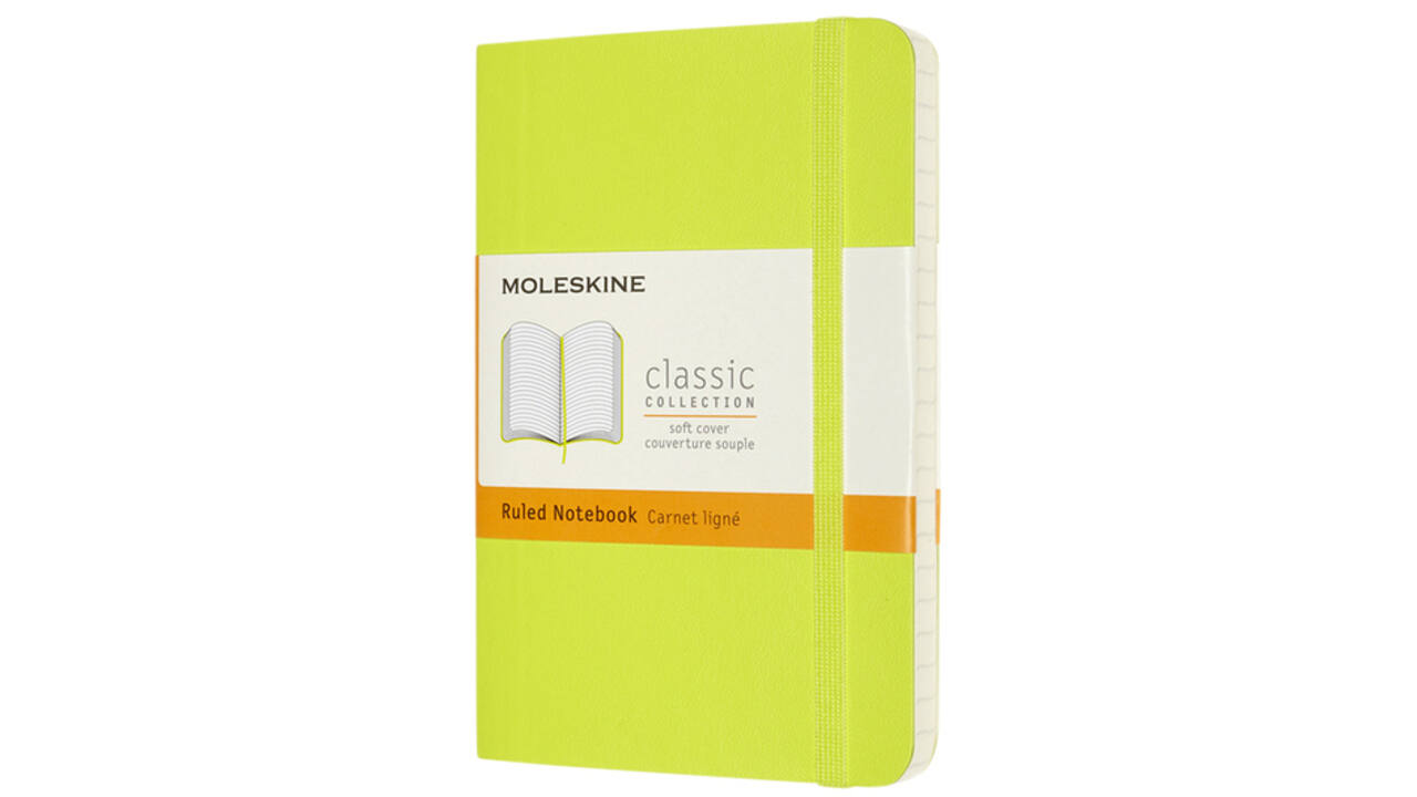 Notitieboek Moleskine pocket 90x140mm lijn soft cover lemon green