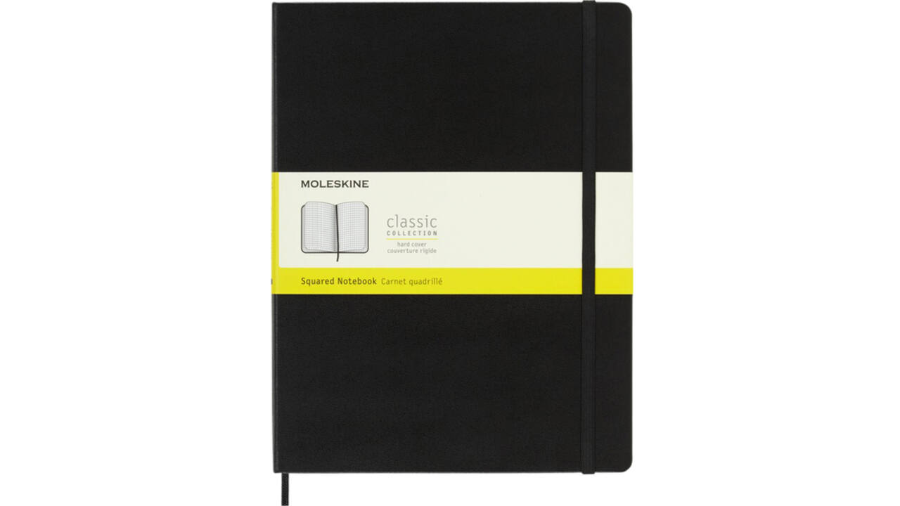 Notitieboek Moleskine XL 190x250mm ruit 5x5 hard cover zwart