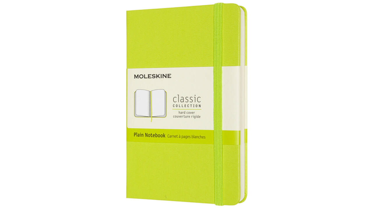 Notitieboek Moleskine pocket 90x140mm blanco hard cover lemon green